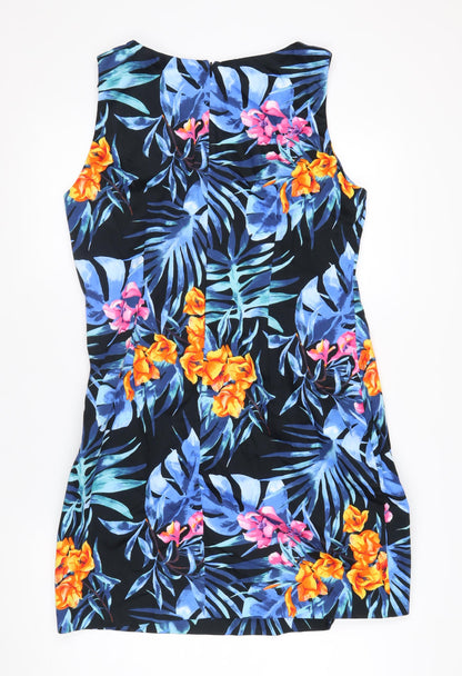 Wallis Petite Multicoloured Floral Shift Dress Size 16 Sleeveless