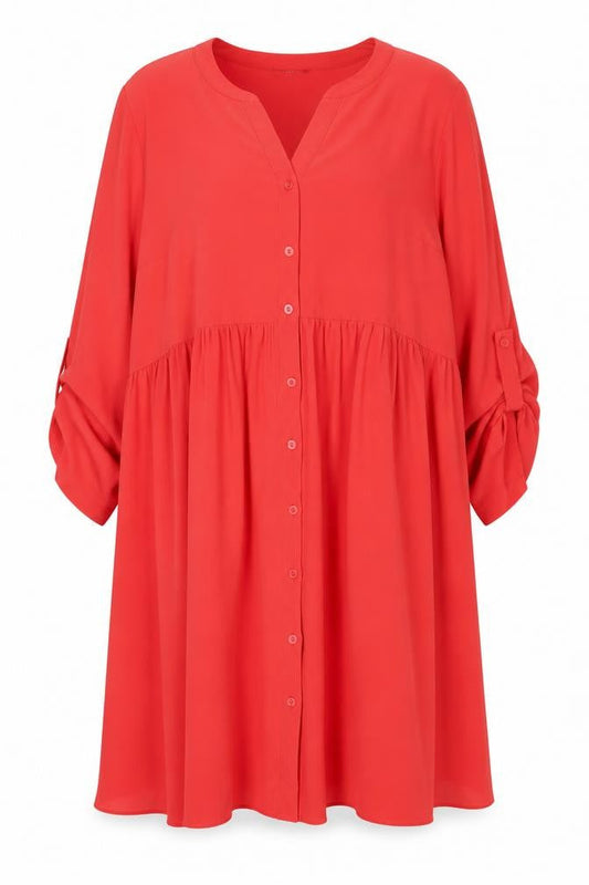 Evans Women’s Red Plus Size 22 Button Up Knee Length Shirt Dress