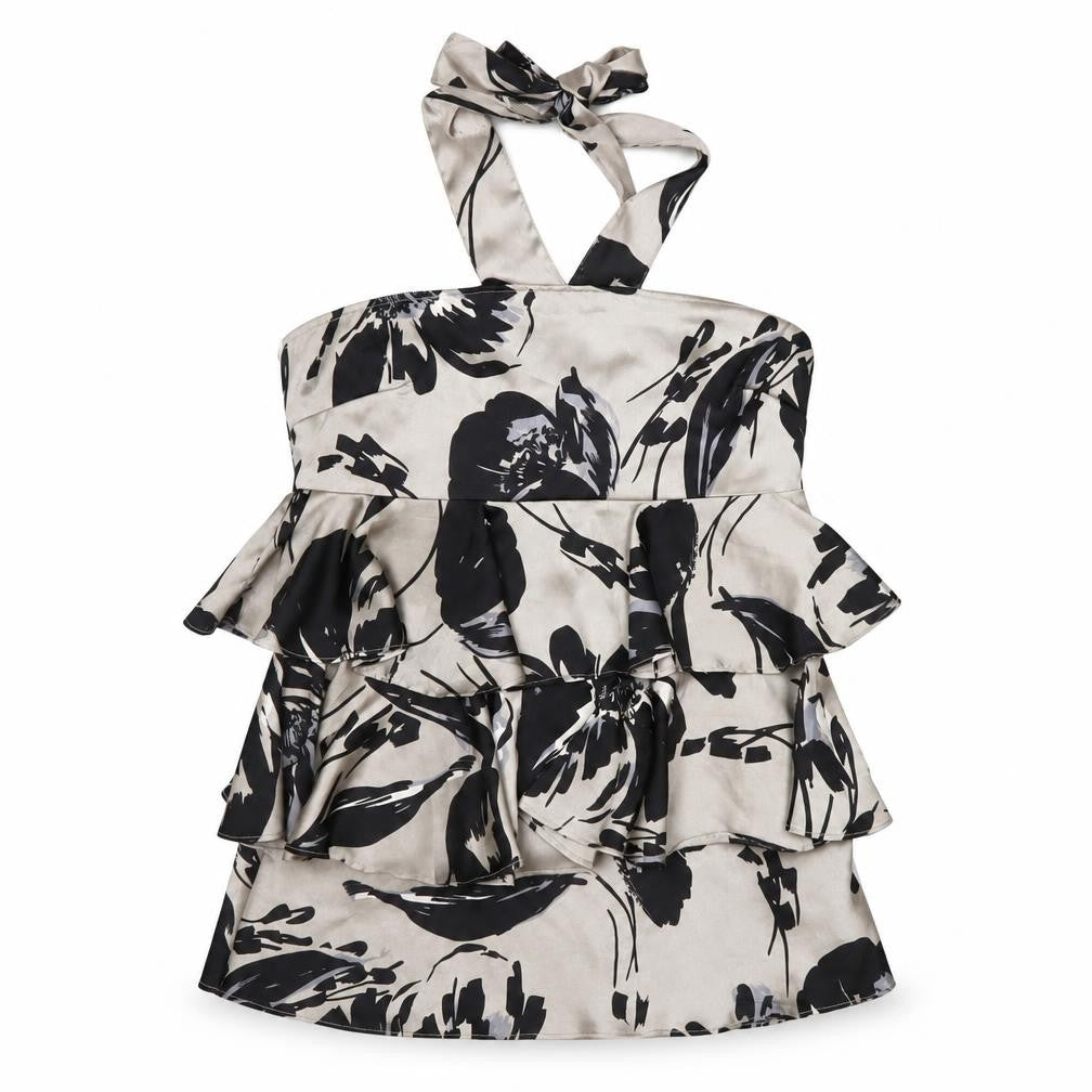 Next Women’s Beige Floral Halter Ruffle Blouse Size 10