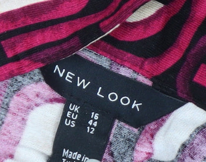 New Look Womens Multicoloured Geometric A-Line Jersey Dress Size 16