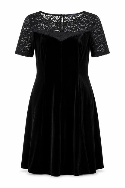 Marks and Spencer Women’s Black Velvet Lace Fit & Flare Dress Size 12