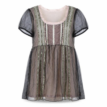 Next Signature Women's Beige Sequin Short Sleeve Shift Dress Size 12