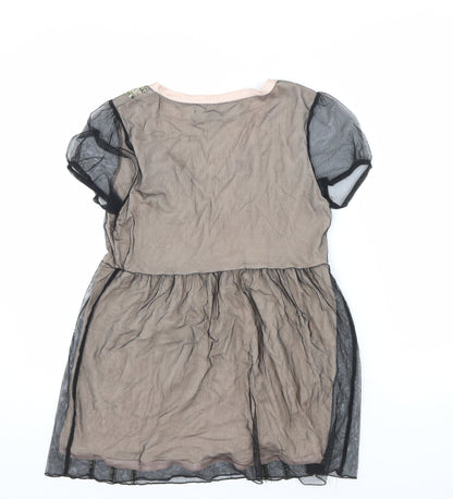 Next Signature Women's Beige Sequin Short Sleeve Shift Dress Size 12