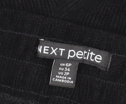 Next Petite Women's Black Corduroy Wide-Leg Trousers UK 6P
