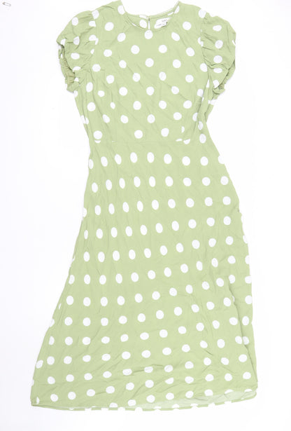 Marks and Spencer Women’s Green Polka Dot Midi A-Line Dress Size 14