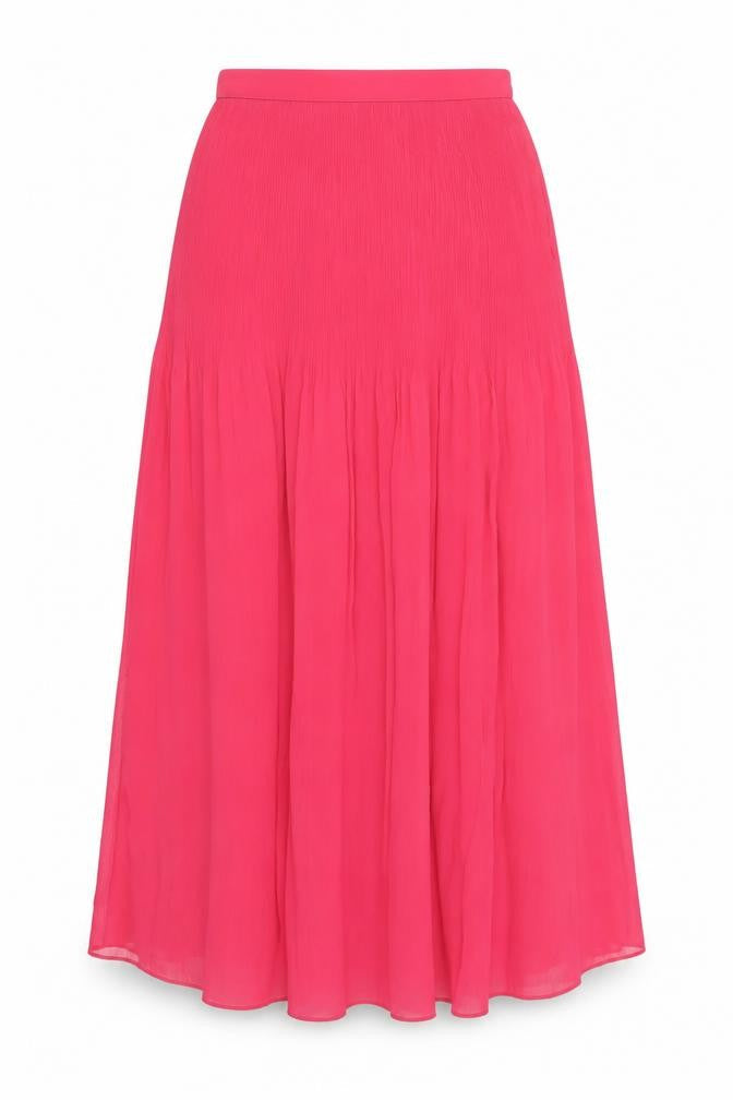 Marks and Spencer Women Pink Pleated Knee Length Chiffon Skirt Size 10