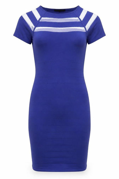 Rumour London Women Blue XS Bodycon Knit Short Sleeve Dress