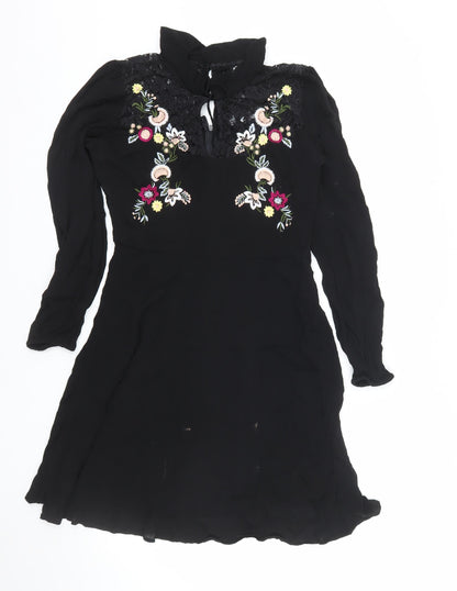 Red Herring Women's Black Floral Lace Fit & Flare Dress Size 12