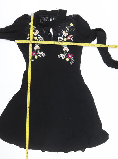 Red Herring Women's Black Floral Lace Fit & Flare Dress Size 12