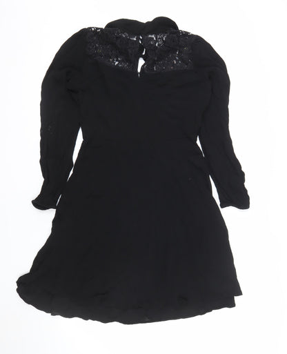 Red Herring Women's Black Floral Lace Fit & Flare Dress Size 12
