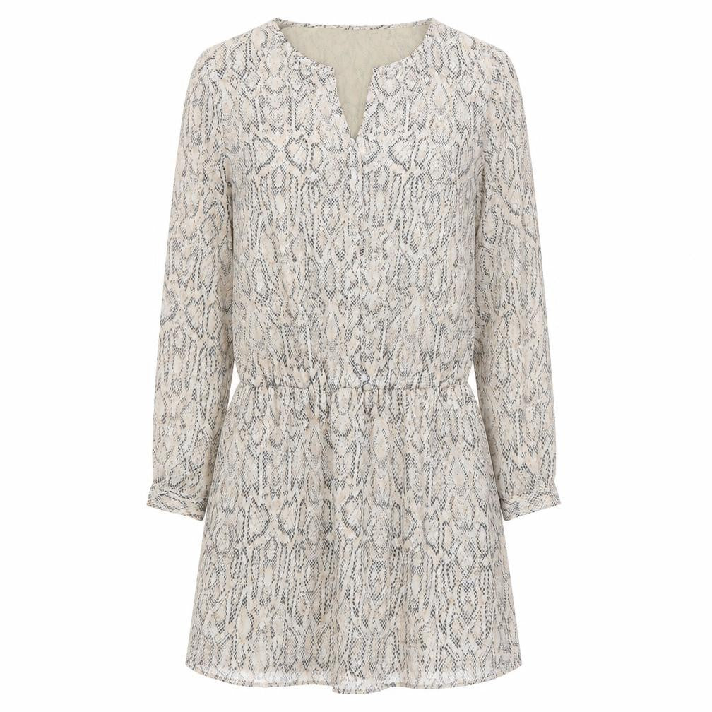 Mango Collection Women Beige Snake Print Short Shift Dress Size S