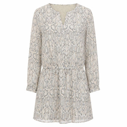 Mango Collection Women Beige Snake Print Short Shift Dress Size S