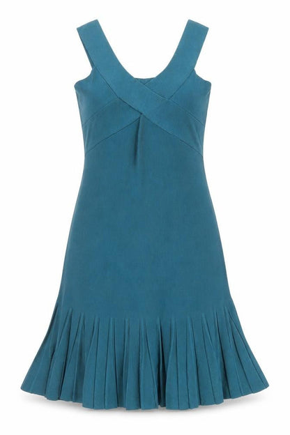 Next Women’s Blue Fit & Flare Pleated Sleeveless Knit Dress UK 12