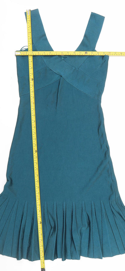 Next Women’s Blue Fit & Flare Pleated Sleeveless Knit Dress UK 12