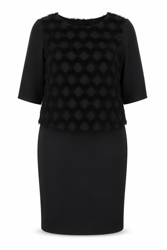 Gerry Weber Women’s Black Textured Shift Dress Size 14 Formal