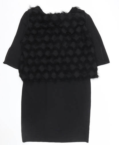 Gerry Weber Women’s Black Textured Shift Dress Size 14 Formal