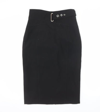 Karen Millen Women's Black Size 12 Pencil Skirt with Buckle Detail