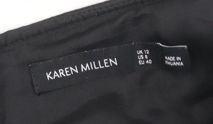Karen Millen Women's Black Size 12 Pencil Skirt with Buckle Detail