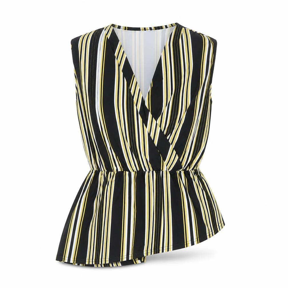 Lipsy Women’s Multicoloured Striped Wrap Sleeveless Blouse Size 10