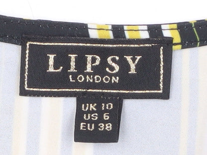 Lipsy Women’s Multicoloured Striped Wrap Sleeveless Blouse Size 10