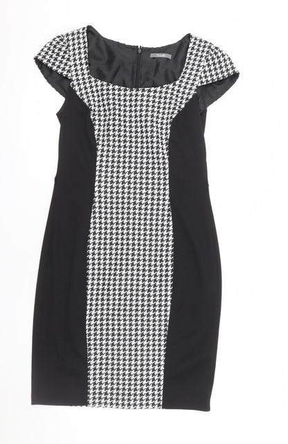 South Women’s Black Houndstooth Bodycon Dress Size 12 Workwear