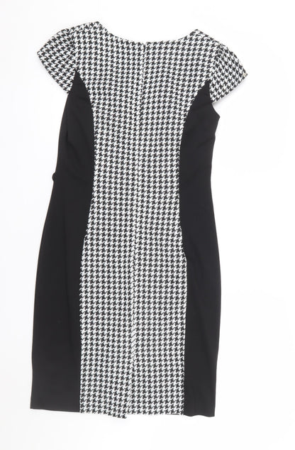 South Women’s Black Houndstooth Bodycon Dress Size 12 Workwear
