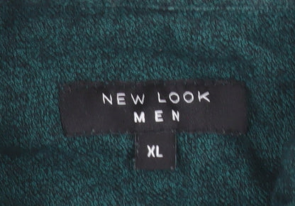 New Look Men Green XL Short Sleeve Cotton Button-Up Shirt