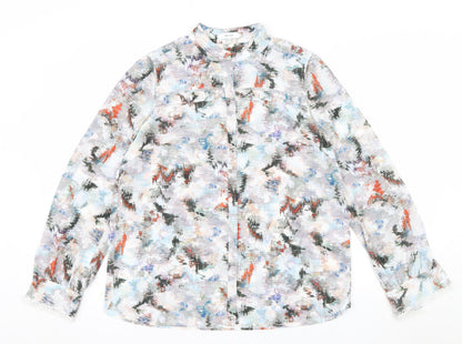 Reiss Women’s Multicoloured Long Sleeve Sheer Chiffon Blouse UK 14