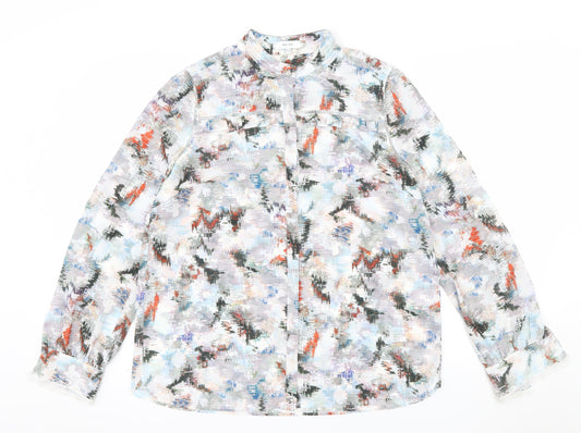 Reiss Women’s Multicoloured Long Sleeve Sheer Chiffon Blouse UK 14