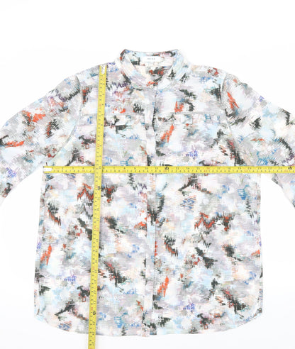 Reiss Women’s Multicoloured Long Sleeve Sheer Chiffon Blouse UK 14