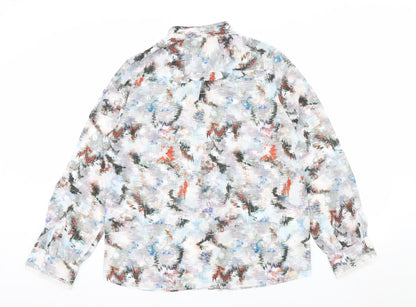 Reiss Women’s Multicoloured Long Sleeve Sheer Chiffon Blouse UK 14