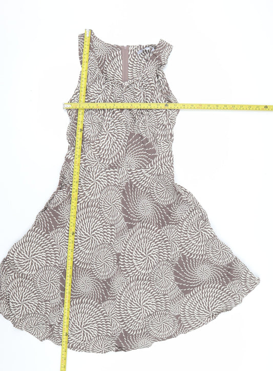 Debenhams Collection Women Brown Geometric A-Line Sleeveless Dress Size 10