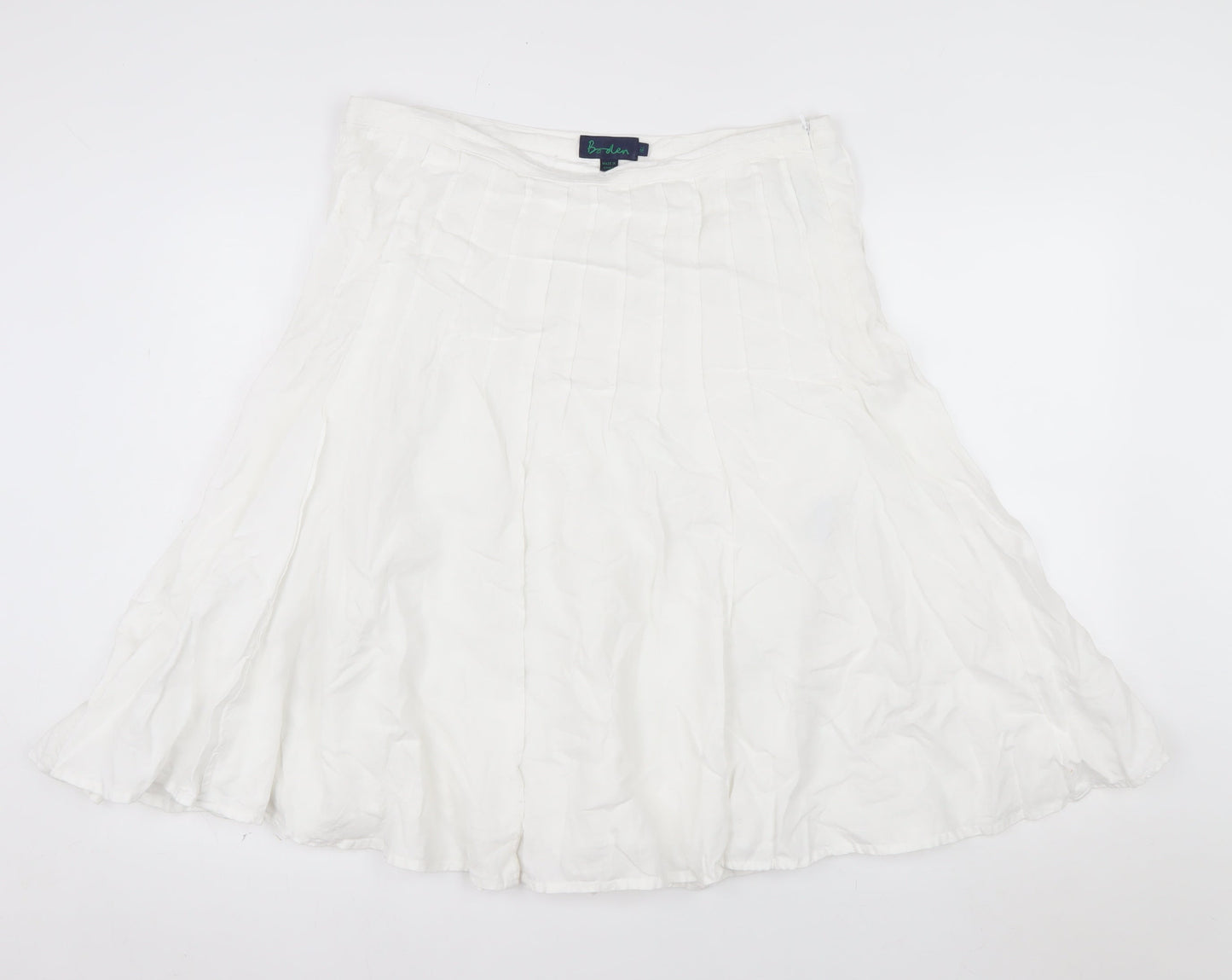 Boden Women’s White Linen A-Line Knee Length Skirt Size 10