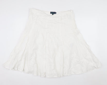Boden Women’s White Linen A-Line Knee Length Skirt Size 10