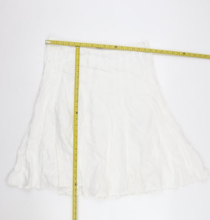 Boden Women’s White Linen A-Line Knee Length Skirt Size 10