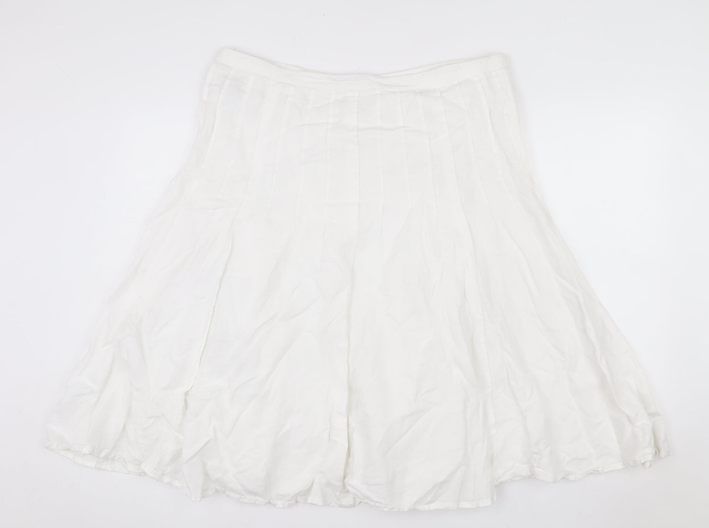 Boden Women’s White Linen A-Line Knee Length Skirt Size 10