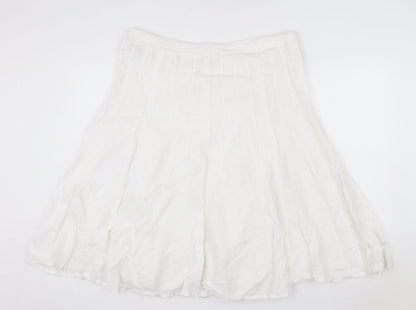 Boden Women’s White Linen A-Line Knee Length Skirt Size 10