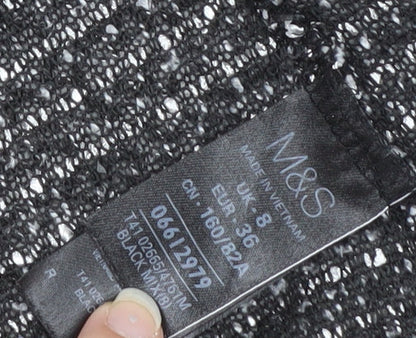 Marks and Spencer Women's Black Bouclé Blazer Size 8 Classic Fit