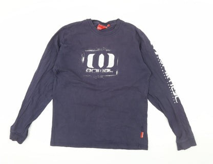 Animal Mens Blue Long Sleeve Graphic Cotton T-Shirt Size M