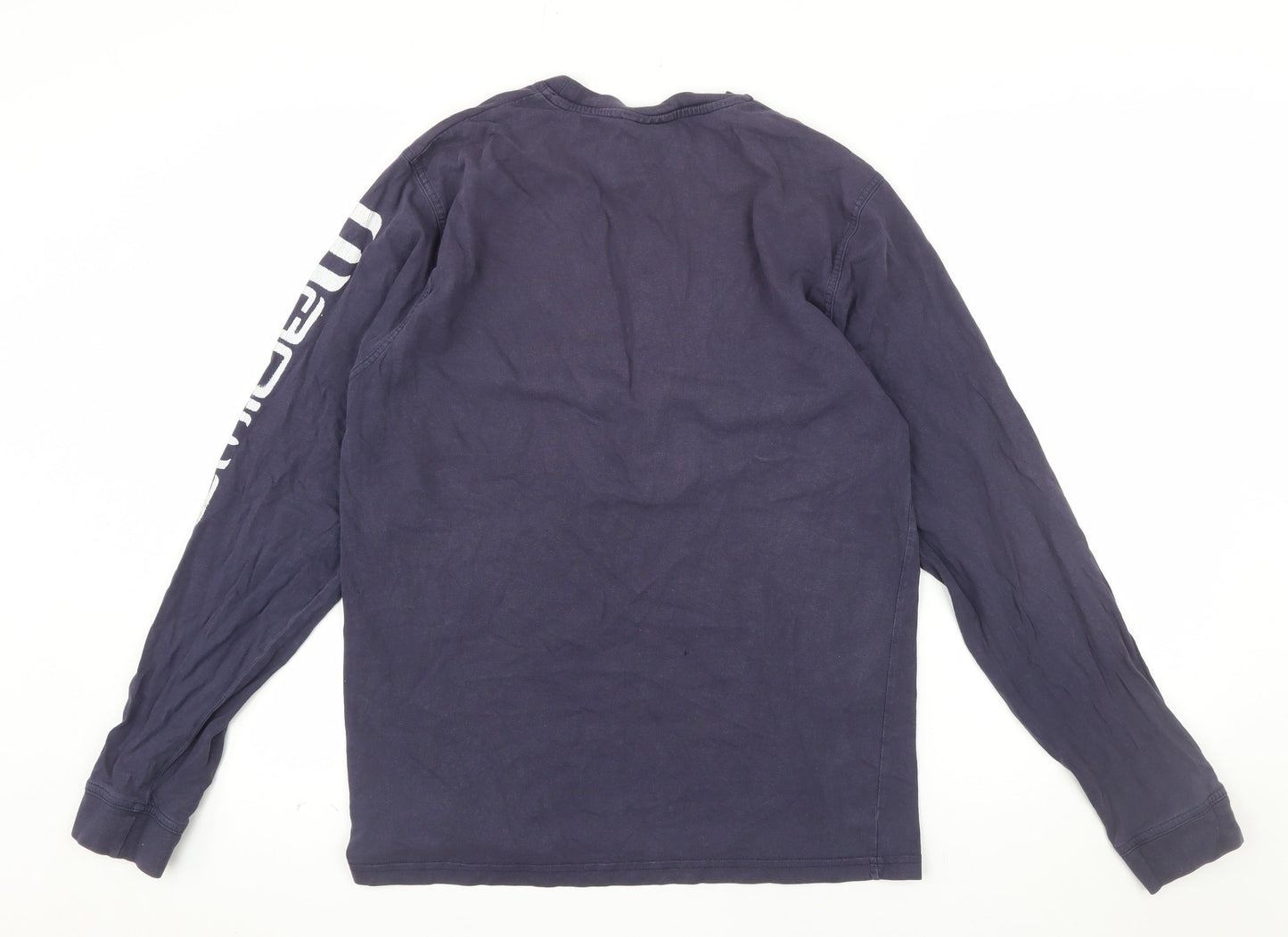 Animal Mens Blue Long Sleeve Graphic Cotton T-Shirt Size M