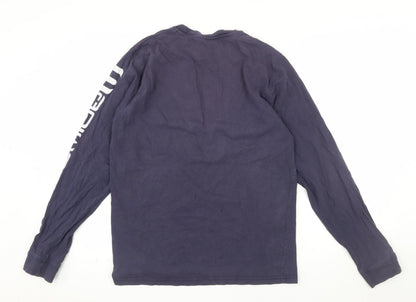 Animal Mens Blue Long Sleeve Graphic Cotton T-Shirt Size M