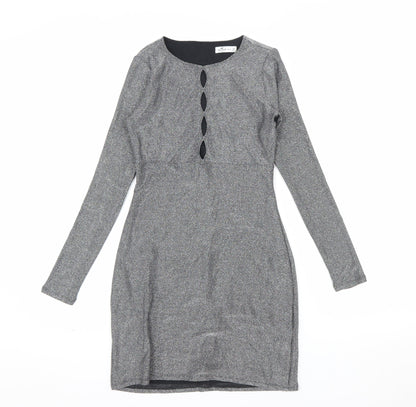 Hollister Women’s Silver Bodycon Long Sleeve Dress XS Party Wear