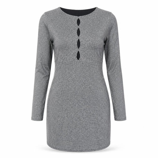 Hollister Women’s Silver Bodycon Long Sleeve Dress XS Party Wear