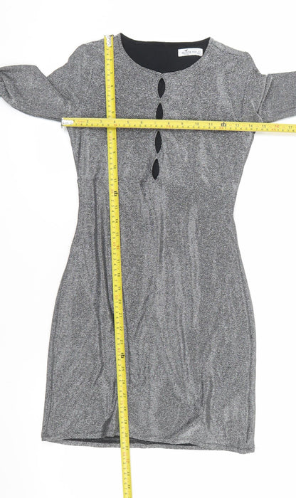 Hollister Women’s Silver Bodycon Long Sleeve Dress XS Party Wear
