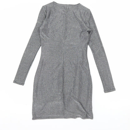 Hollister Women’s Silver Bodycon Long Sleeve Dress XS Party Wear