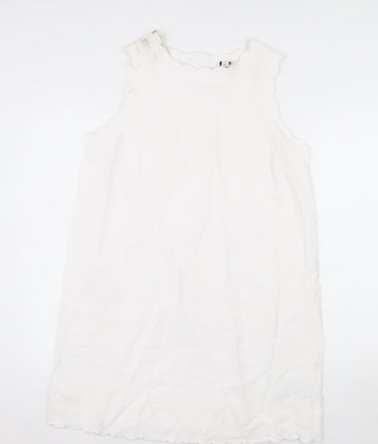 Marks and Spencer Women White Linen Blend Sleeveless Shift Dress Size 14
