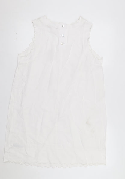 Marks and Spencer Women White Linen Blend Sleeveless Shift Dress Size 14