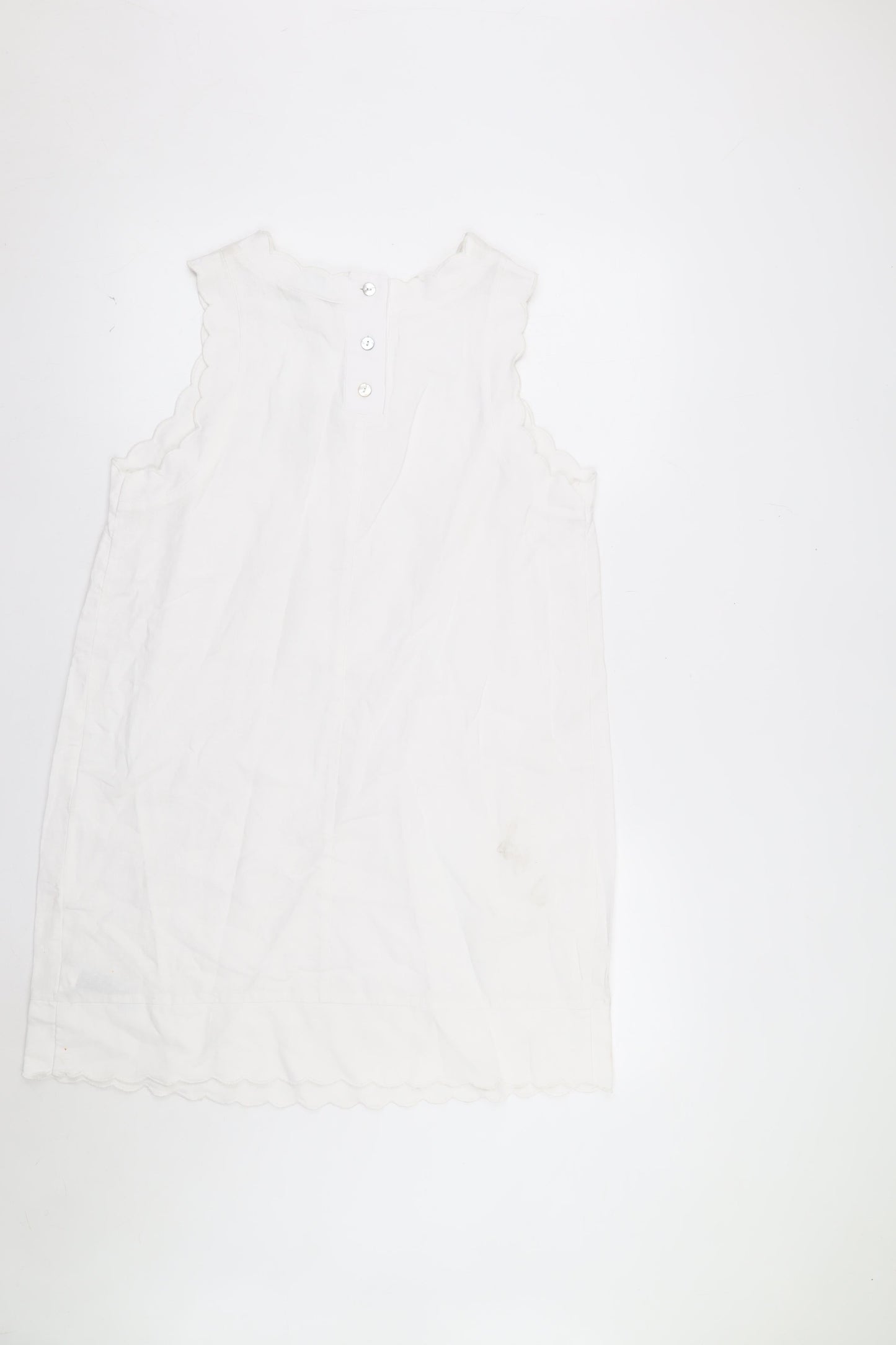 Marks and Spencer Women White Linen Blend Sleeveless Shift Dress Size 14