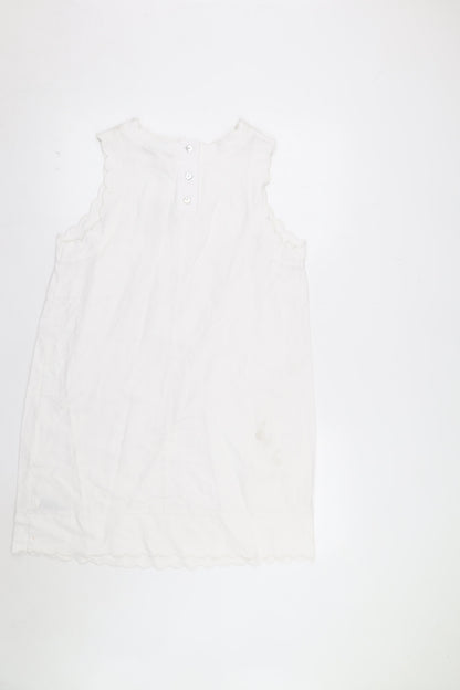 Marks and Spencer Women White Linen Blend Sleeveless Shift Dress Size 14