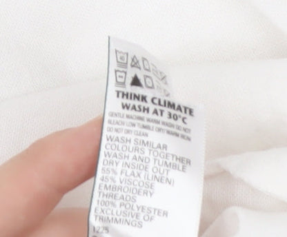 Marks and Spencer Women White Linen Blend Sleeveless Shift Dress Size 14